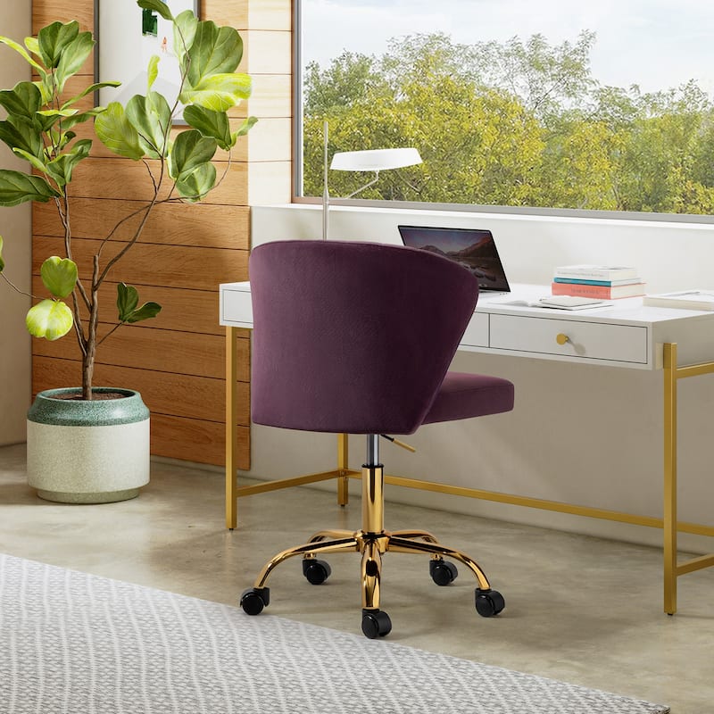 Ilia Modern Velvet Wingback 360 degree Ergonomic Office Task Chair with Channel Tufted Back by HULALA HOME