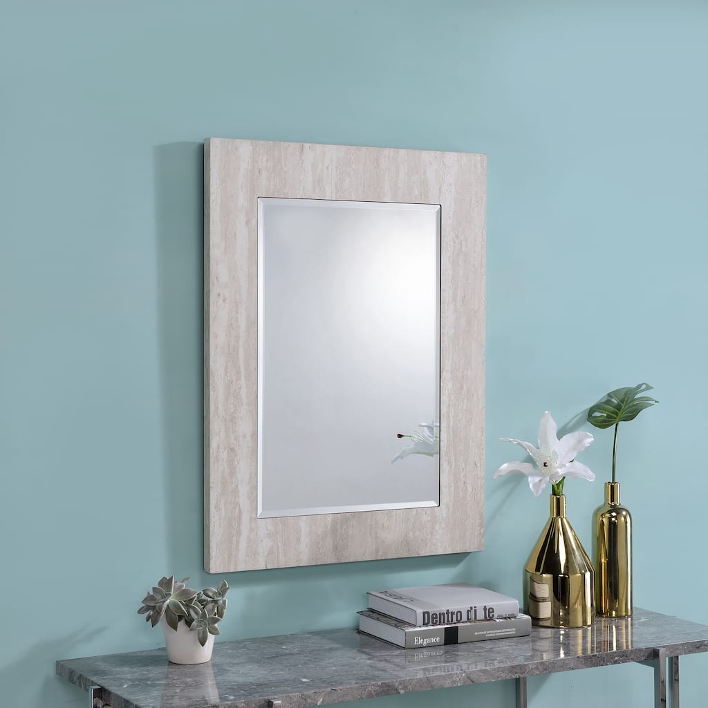 Vel Modern White 31-inch Wood Wall-Mounted Mirror by Furniture of America