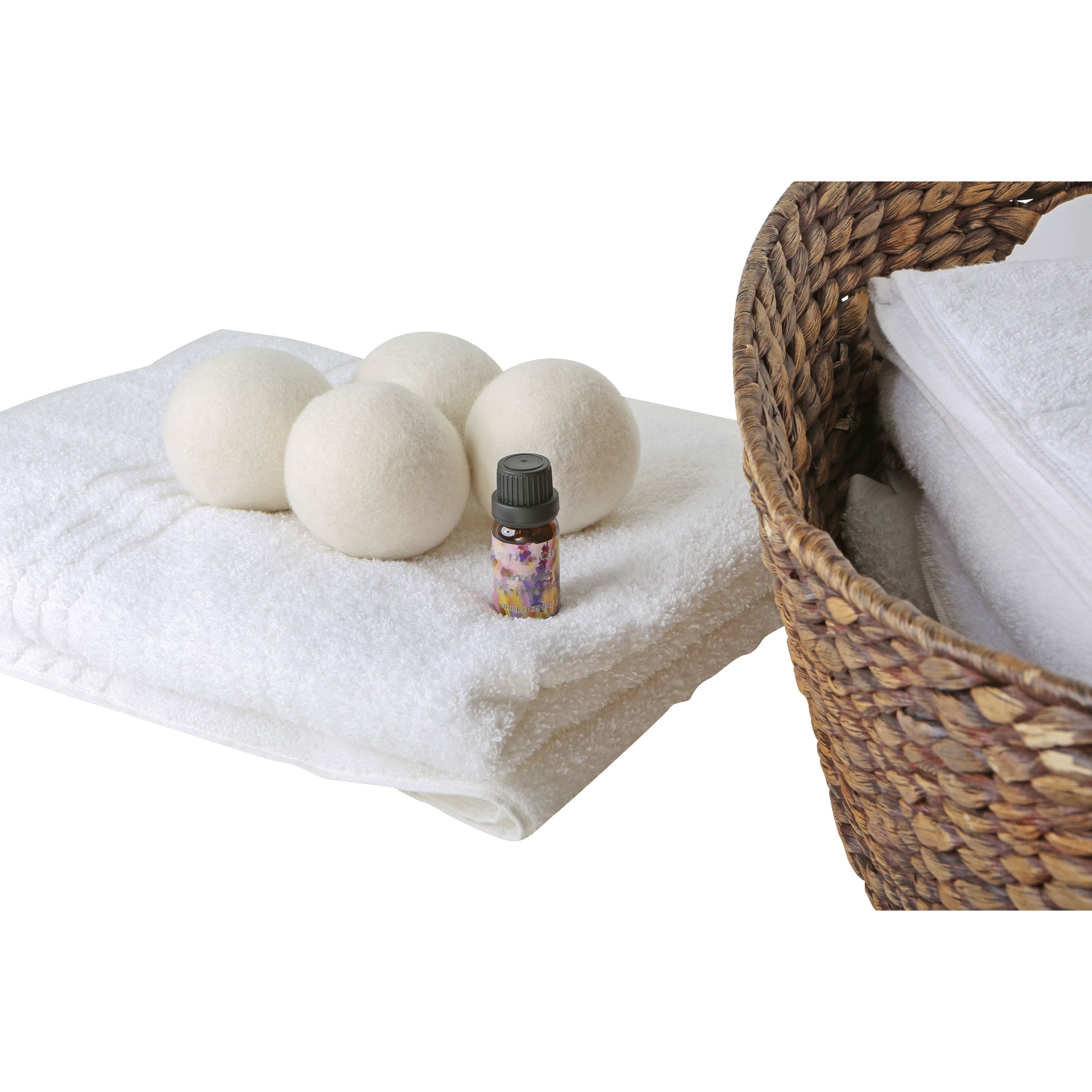 Woolite 4 Pack Wool Dryer Balls and Fresh Linen Essential Oil Kit 2