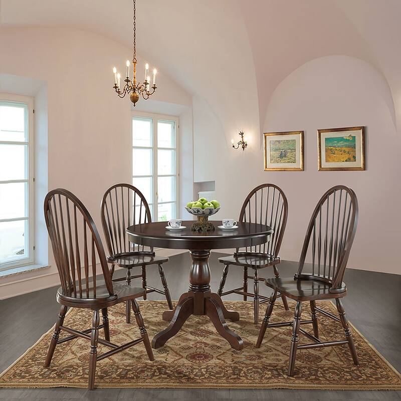 Solid Windsor Dining Chair - 40.5" - Espresso Brown