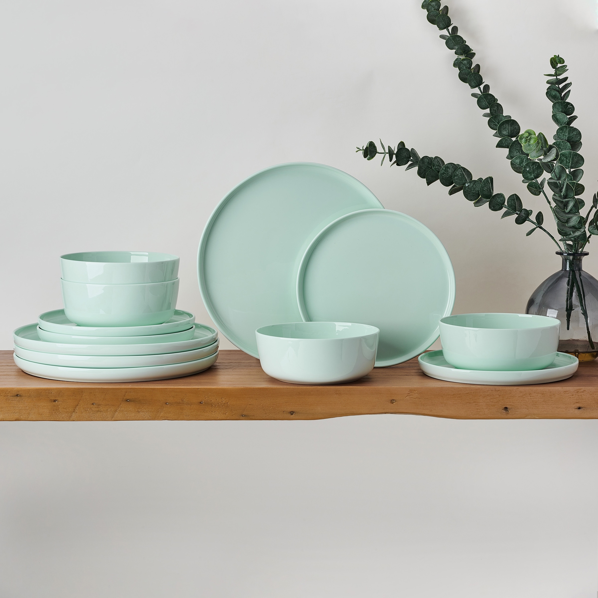 Mikasa Madison 12-Piece Dinnerware Set, Service for 4, Mint Green - Bed  Bath \u0026 Beyond - 41450078, image size:2400x2400