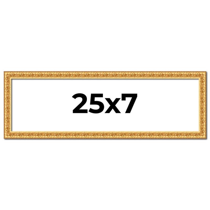 25x7 Frame Gold Real Wood Picture Frame Width 1 inches | Interior
