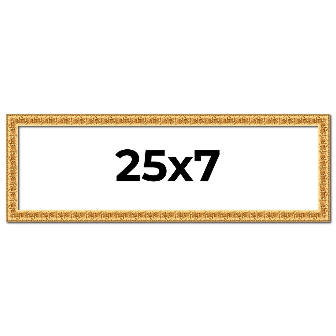 25x7 Frame Gold Real Wood Picture Frame Width 1 inches | Interior