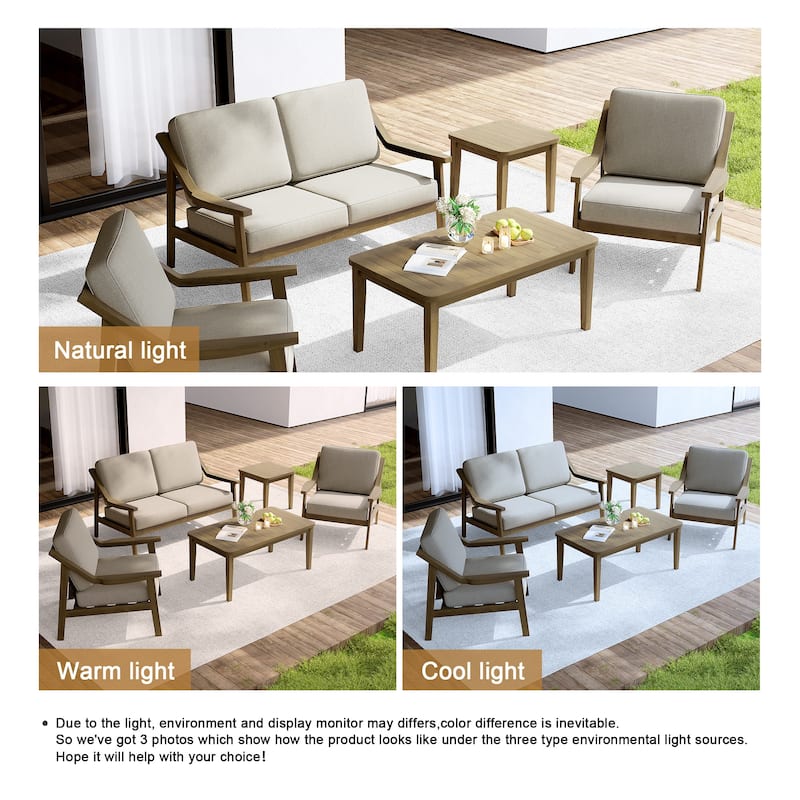 Outdoor Conversation Set Patio Cushioned Chair, Loveseat with Tables