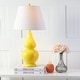 preview thumbnail 1 of 6, SAFAVIEH Lighting 27-inch Cybil Double Gourd Yellow Table Lamp (Set of 2) - 14" x 14" x 26"