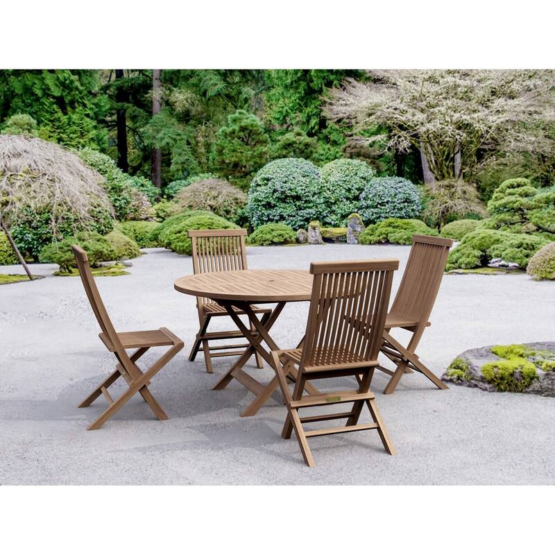 Folding Dining Set 5 Piece Outdoor Patio Furniture Teak Table Chairs