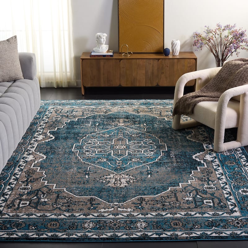 SAFAVIEH Vintage Hamadan Freda Rug - 9' x 12' - Blue/Ivory