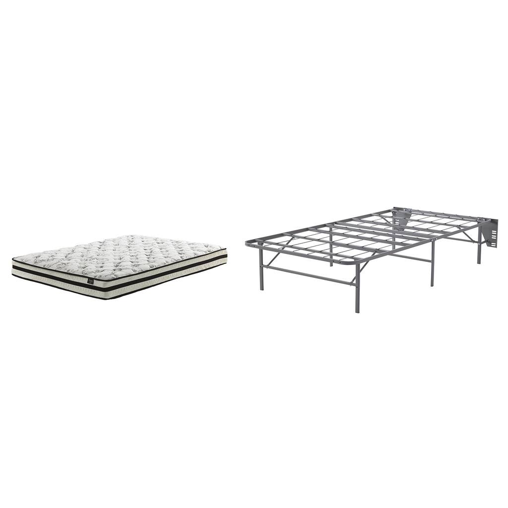 Signature Design by Ashley 8 Inch Chime Innerspring Black/White 2-Piece Twin Mattress Package