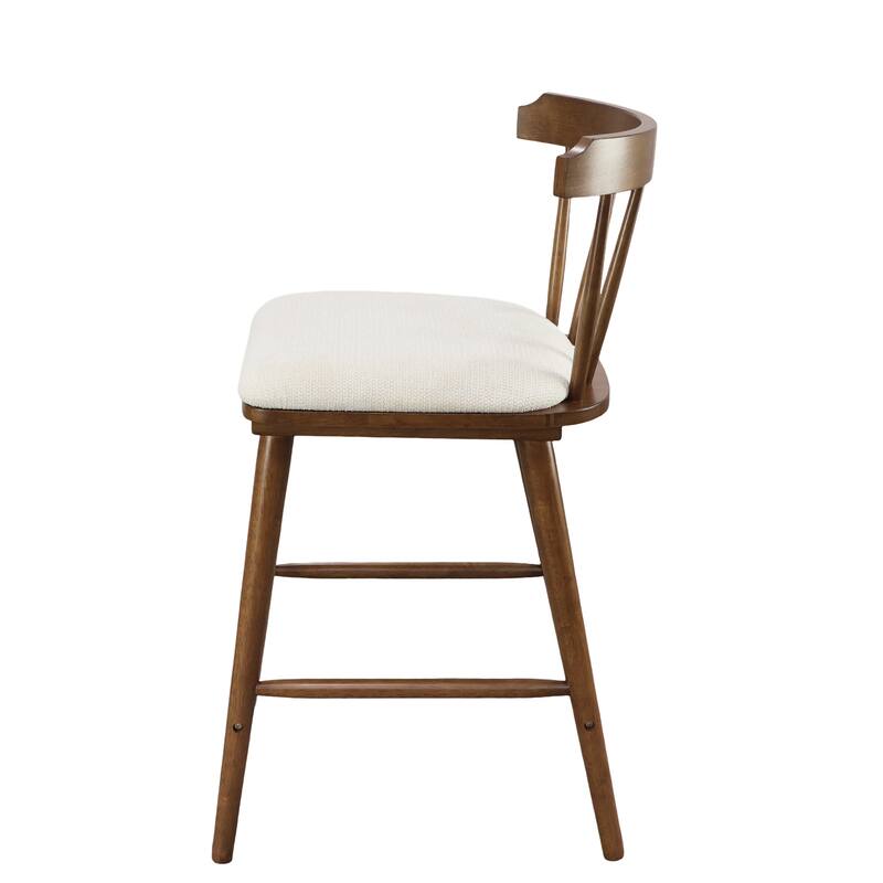 Christopher Knight Home - Olivia Modern Upholstered Solid Rubberwood Counter Stool with Windsor Open-Back Design
