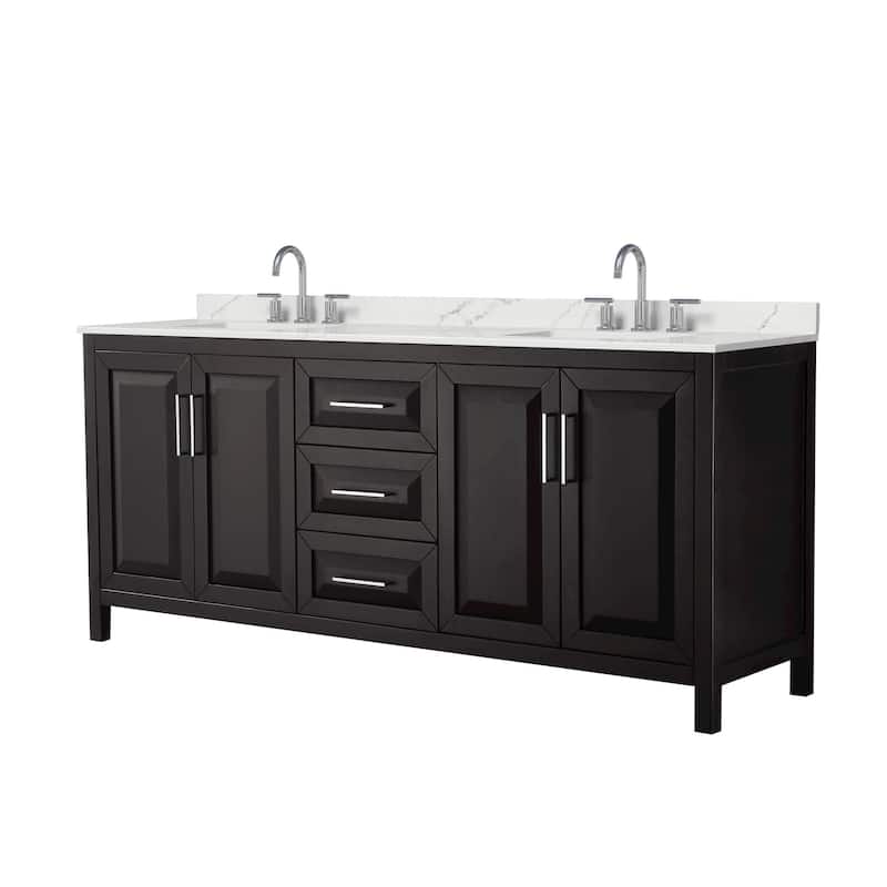 Wyndham Collection WCV252580D-QTZ-US3MXX Daria 80" Free Standing - Dark Espresso / Giotto Quartz Top / Polished