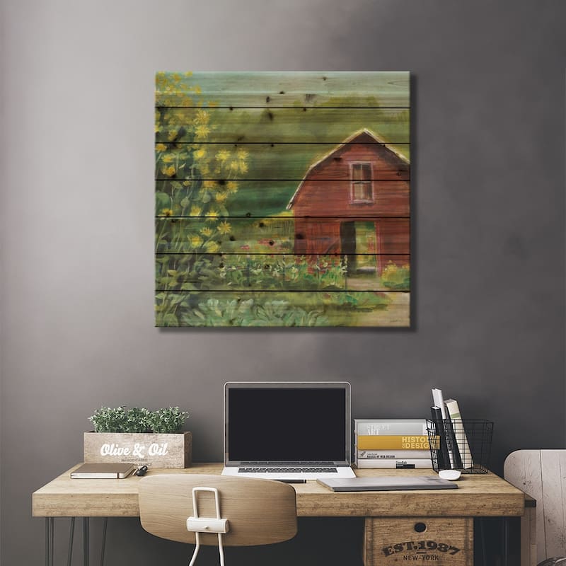 Kelly Way Barn Print On Wood by Sue Schlabach - Multi-Color