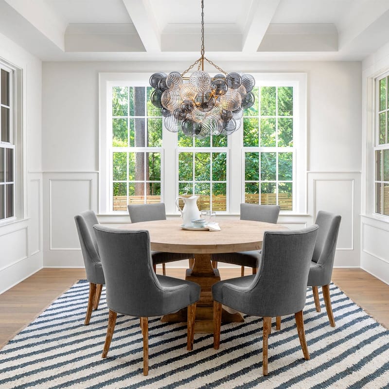 Statement 8-Light Swirled Smoked Glass Globe Round Bubble Chandelier - Brass Finish