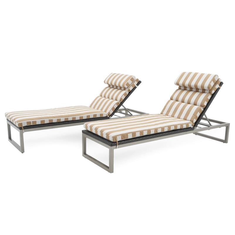 Milo 2 Piece Sunbrella Outdoor Patio Espresso Chaise Lounges