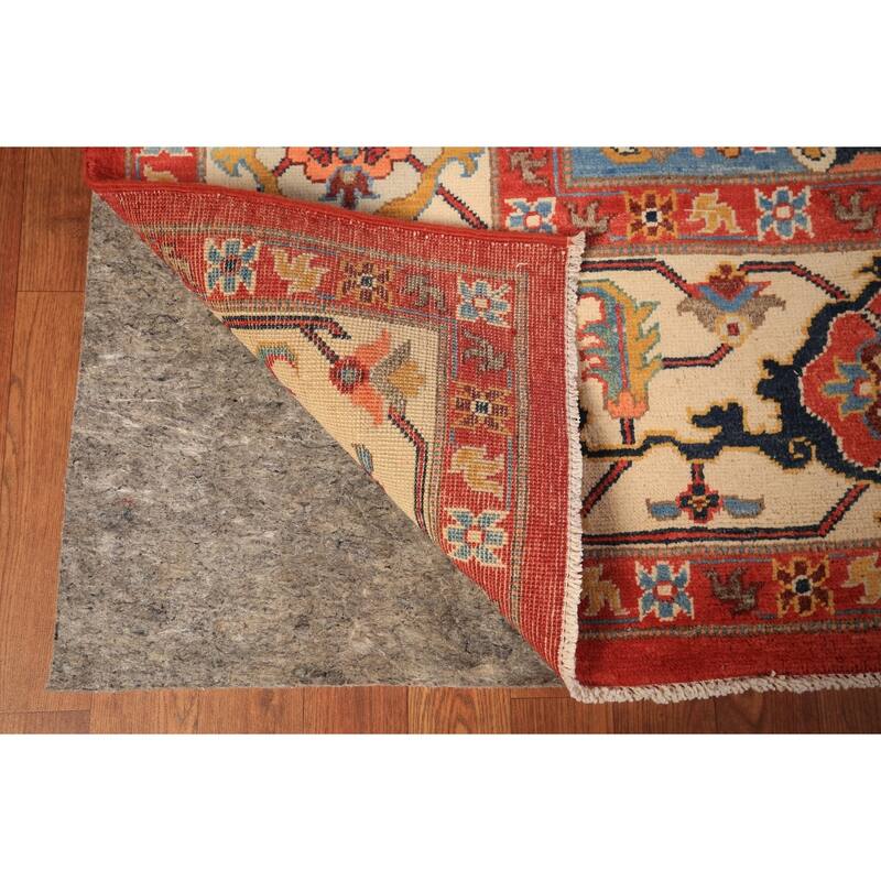 Vegetable Dye Heriz Serapi Area Rug Handmade Orange Wool Carpet - 9'2" x 11'10"