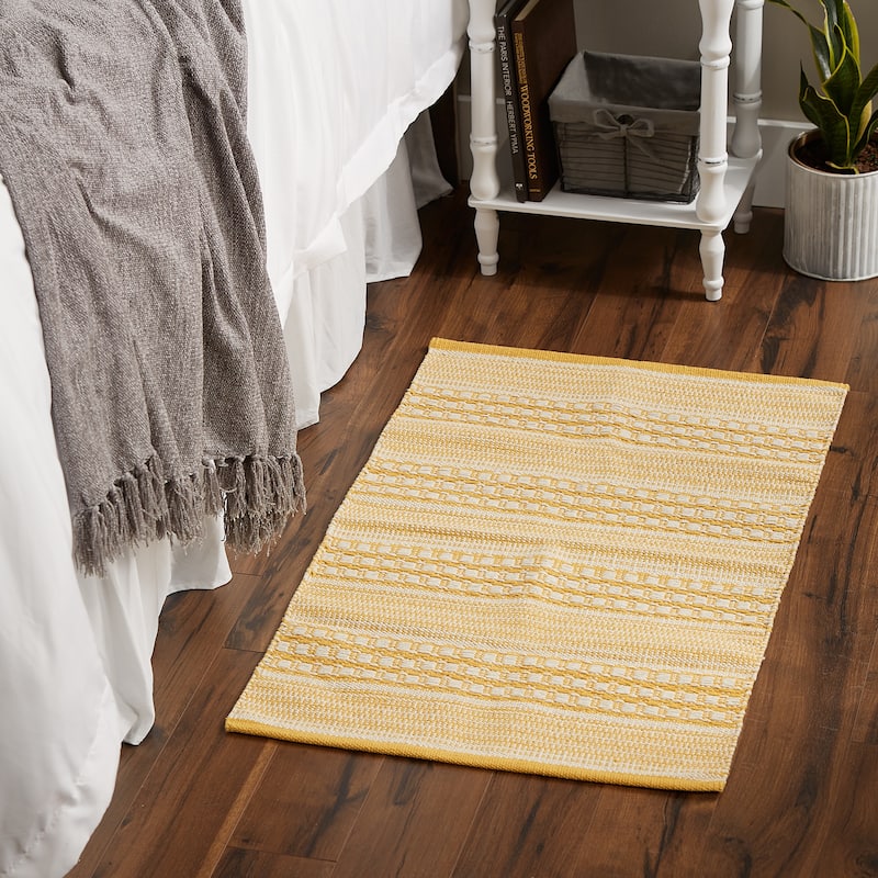 DII Stone Dobby Stripe Hand-Loomed Rug 2ft 6inx6 Ft - 36.0 In. L X 24.0 In. W X 0.2 In. H