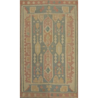 Hand Woven Oriental 100% Wool Carpet Southwestern Tribal Multi-Colored Kilim Area Rug - 6' 1'' X 4' 0''