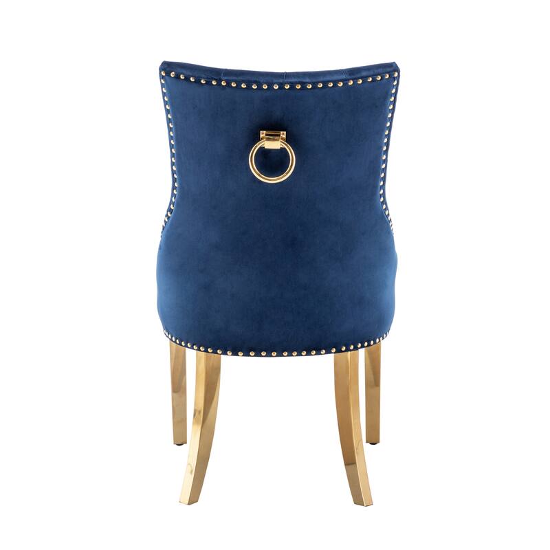 Porthos Home Drew Tufted Velvet Dining Chairs with Gold Chrome Legs, Set of 2