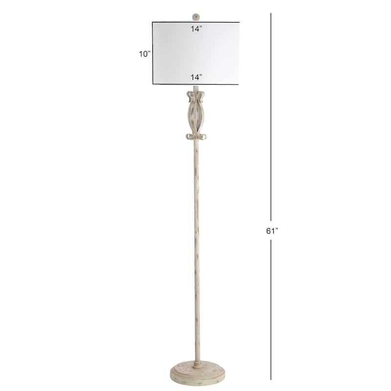 SAFAVIEH Lighting 61-inch Philippa White Washed LED Floor Lamp - 14" x 14" x 61"
