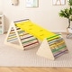 preview thumbnail 2 of 7, Multicolor 3 Piece Wooden Pikler Triangle Set with Adjustable Ramp and Balance Board, 2 Climbing Triangles