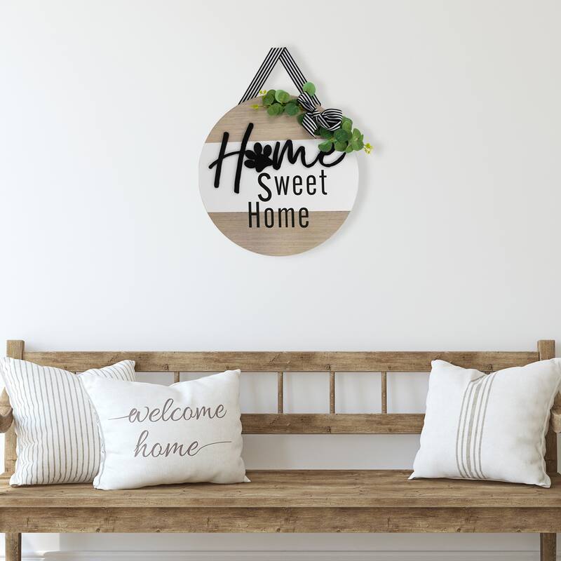 Home Sweet Home Paw Print Wall Sign - 15.75"