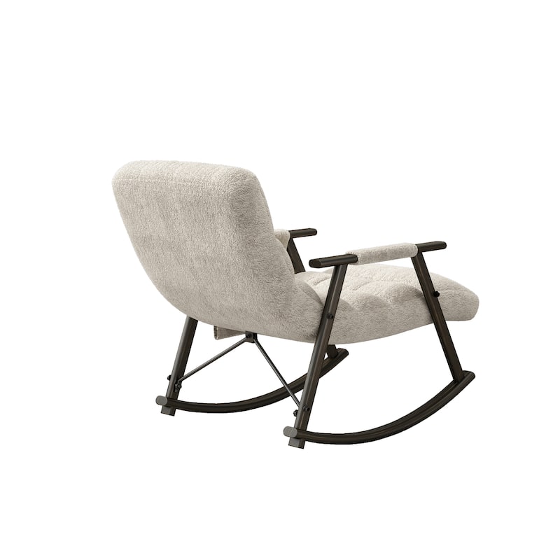 Casual Folding Rocking Chair,Lounge Rocking Chair Adjustable High Back and Foot Rest,Side Pockets Placed in Living Room Bedroom