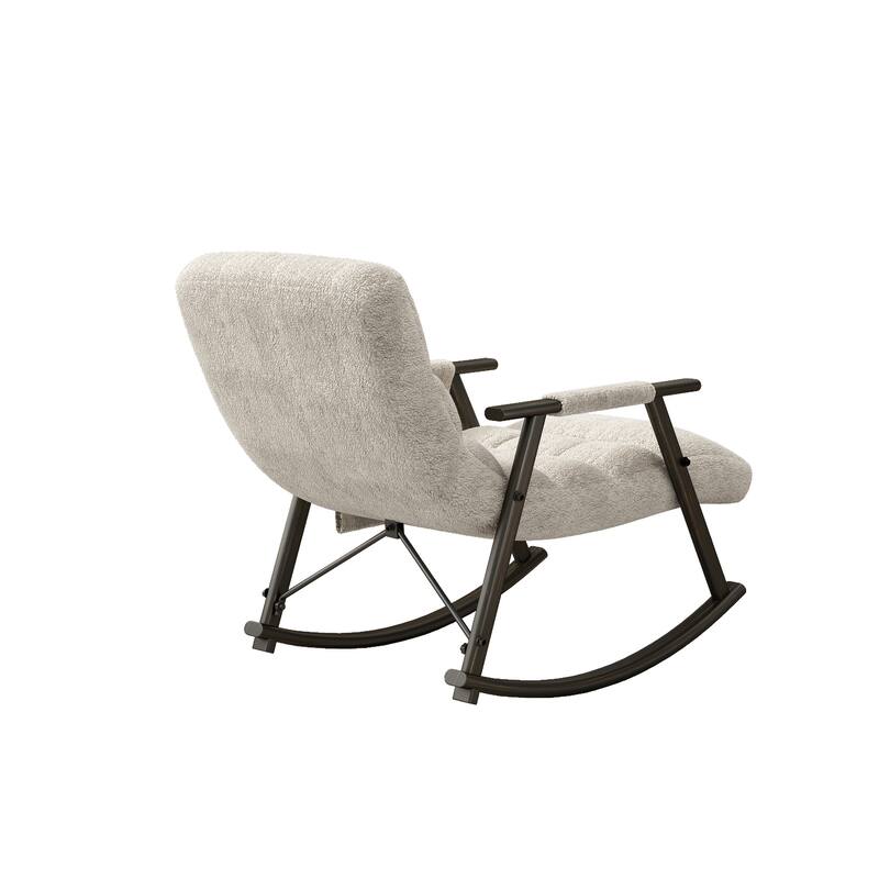 Modern 42.2" Velvet High Back Rocking Chair with Foot Rest and Side Pockets for Living Room