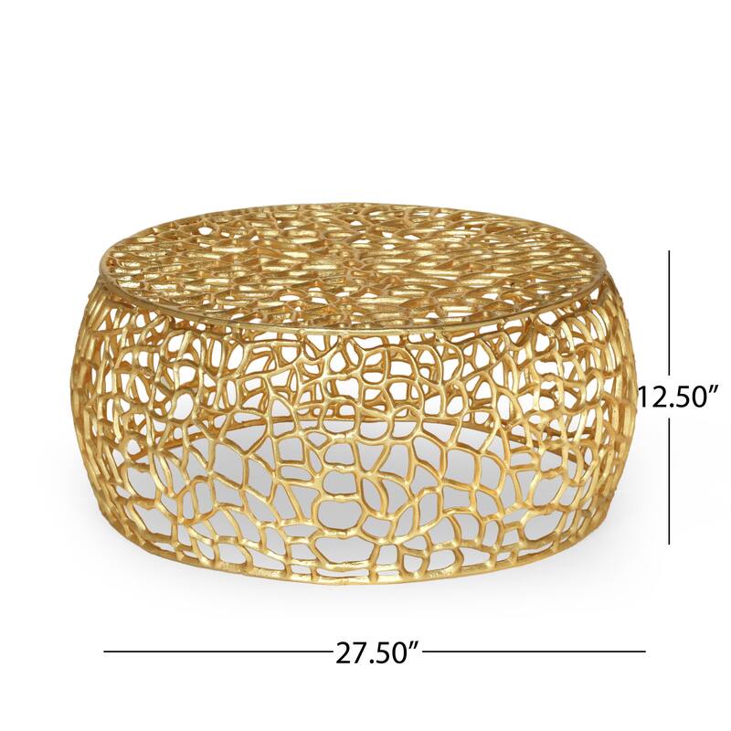 Modern Handcrafted Aluminium Mesh Pattern Coffee Table
