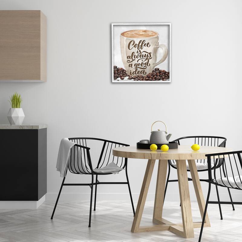 Stupell Coffee Phrase Classic Mug Framed Giclee Art Design By Kim Allen