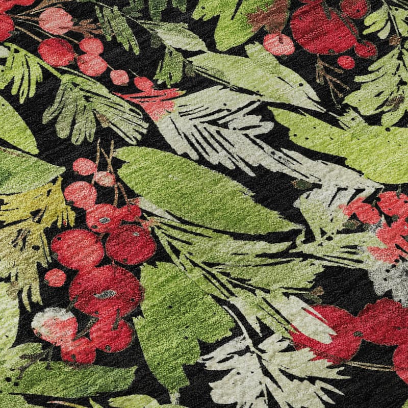 Premium Washable Super Soft Christmas Holly Mayfield Rug