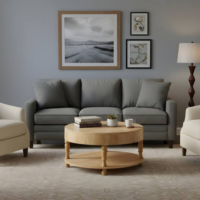 31.5" Modern Round Flip-top Coffee Table with Hidden Compartment