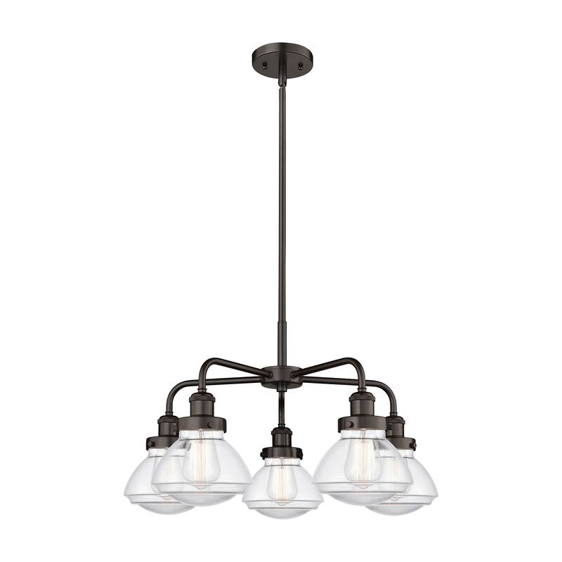 Innovations Lighting Olean - 5 Light 25" Stem Hung Chandelier - Clear/Oil Rubbed Bronze