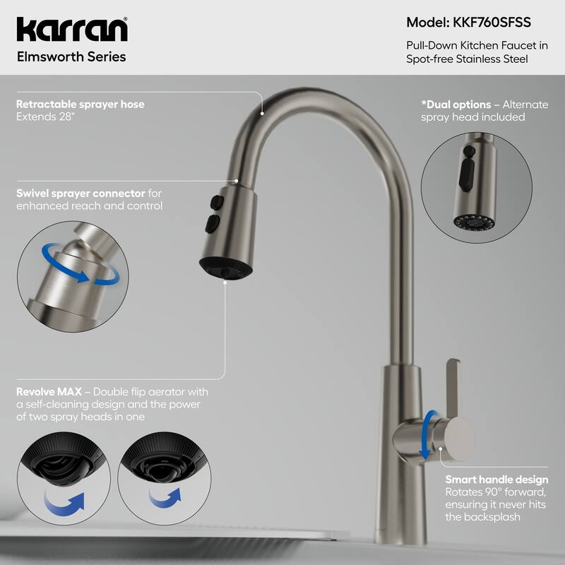 Karran Elmsworth Pull-Down Sprayer Kitchen Faucet