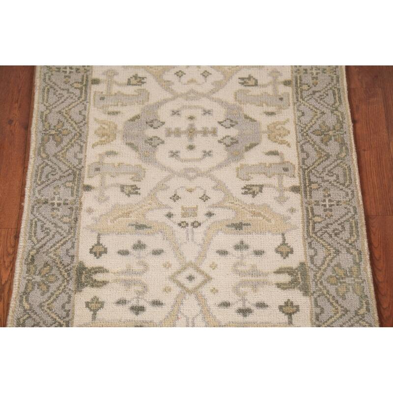 Ivory Oushak Oriental Runner Rug Handmade Wool Carpet - 2'7" x 8'2"