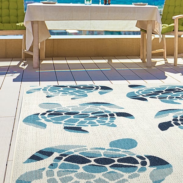 Ambrosi Sea Turtles Novelty Indoor/ Outdoor Area Rug Bed Bath
