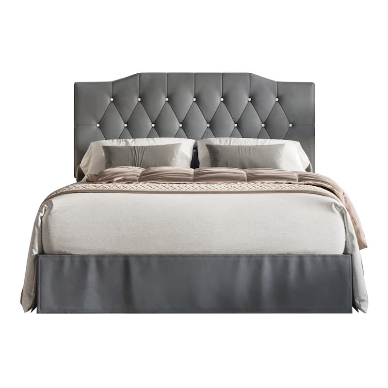 CraftPorch Modern Velvet Tufted Upholstered Platform Bed - Grey - King
