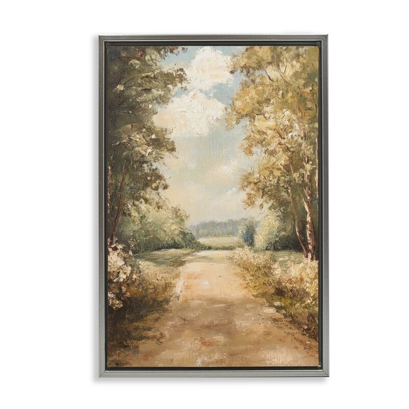 Stupell Walk Through Country Forest Framed Floater Canvas Wall Art Design By Petal Prints Design - 17 x 25 - Grey