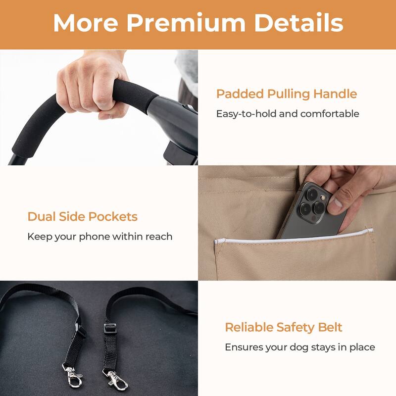 Gymax Double Pet Stroller for 2 Dogs or Cats w/ 2 Detachable Carriers