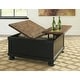 preview thumbnail 14 of 14, Valebeck Black/Brown Casual Square Lift Top Cocktail Table - 36" W x 36" D x 18" H