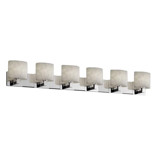 Justice Design Clouds Modular 6-light Polished Chrome Bath Bar, Clouds Oval Shade - Silver