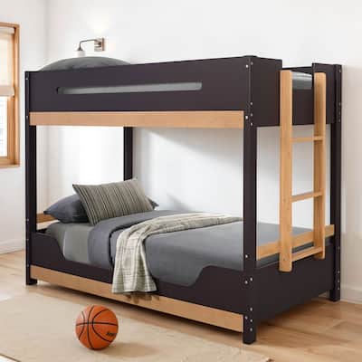 Furniture of America Zyric Purple Mauve Solid Wood Twin over Twin Low Profile Bunk Bed