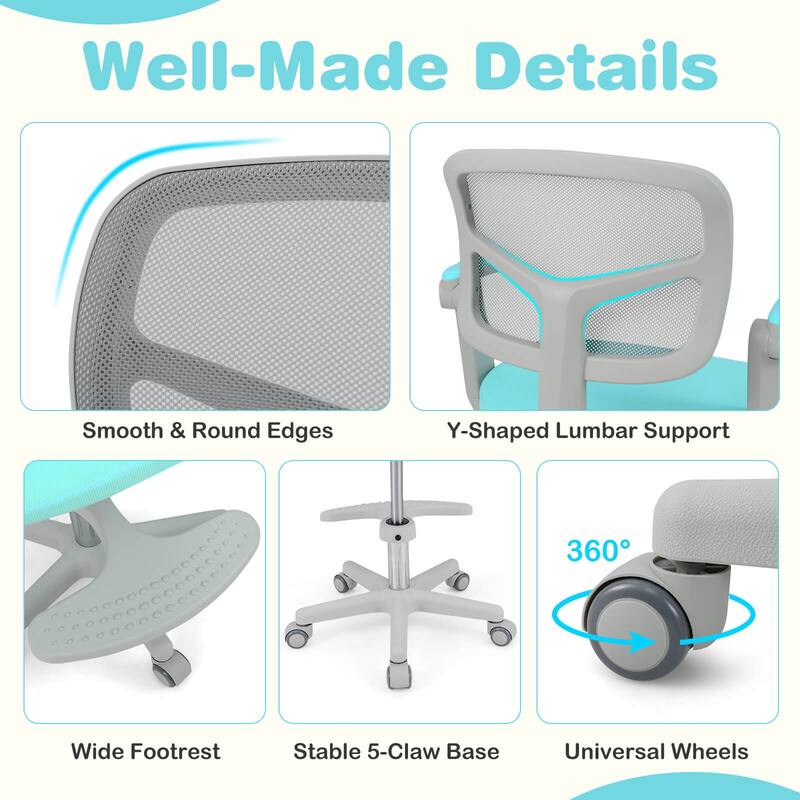 Costway Kids Desk Chair Children Study Chair with Adjustable Height, - See Details