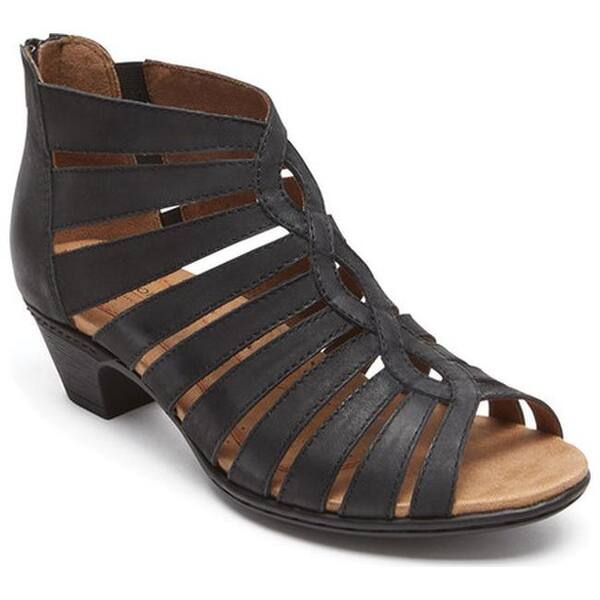 Rockport Women's Cobb Hill Abbott Gladiator Sandal Black Leather