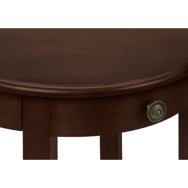 Transitional 2 Tier Accent Table, Round End/Side Table for living room, Nightstand for Bedroom, Brown Veneer