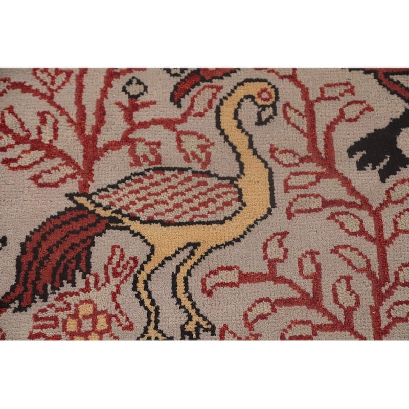 Animal Pictorial Ziegler Runner Rug Hand-Knotted Beige Wool Carpet - 2'6"x 8'1"