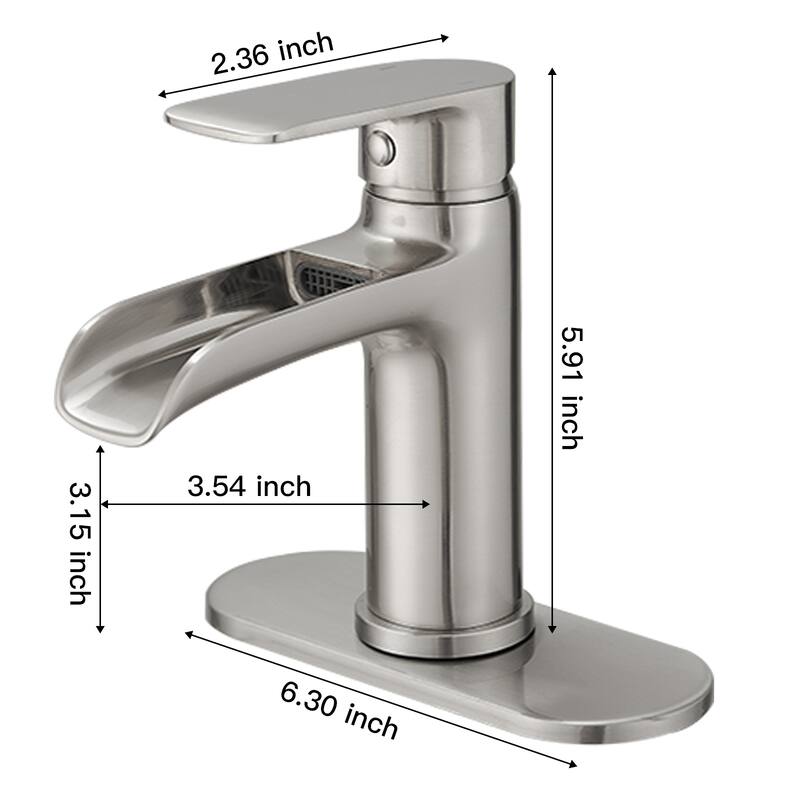 Single Handle Waterfall Spout Sink Faucet with Drain Assembly