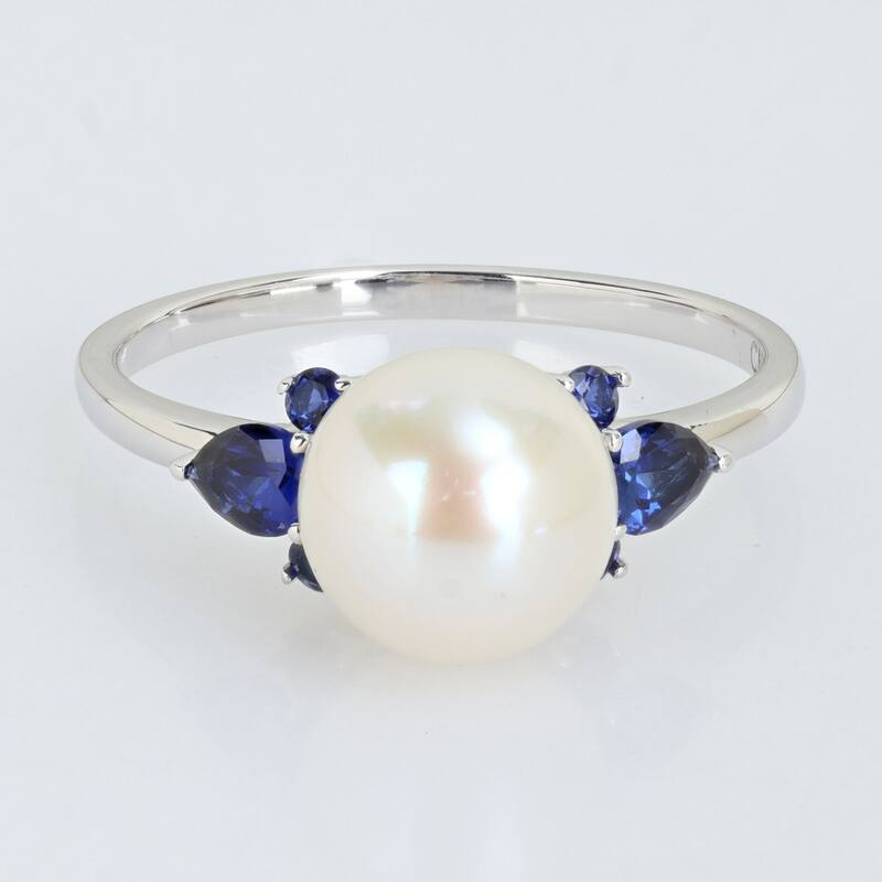 Miadora Cultured Freshwater Pearl and Gemstone Ring White or Yellow 14k Gold