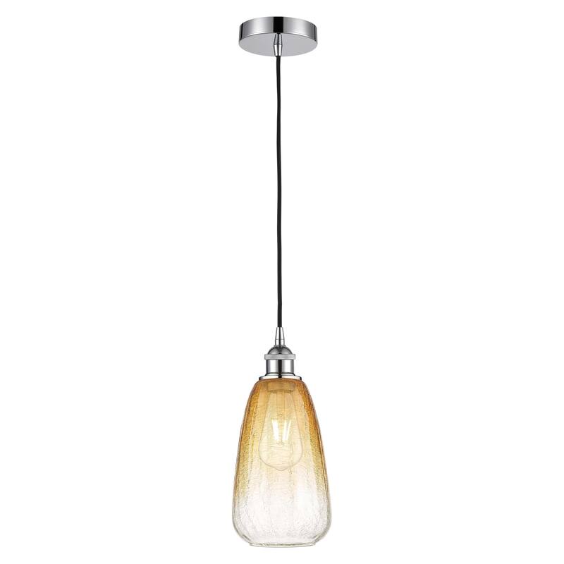 Innovations Lighting Endless Possibilities Edison - Brookhaven Almond - 1 Light 6" Cord Hung Mini Pendant - Polished Chrome/Amber