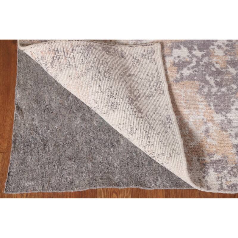 Abstract Modern Area Rug Hand-Knotted Beige Wool Carpet - 7'9"x 9'9"