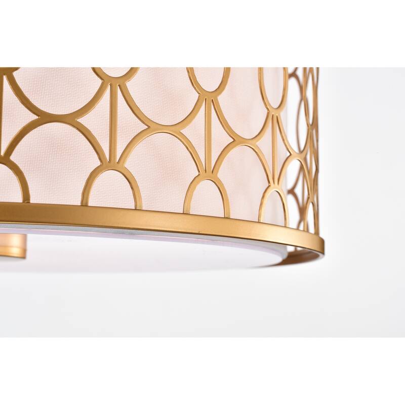 Corrigan Matte Gold 3-Light Fabric Shade Drum Chandelier