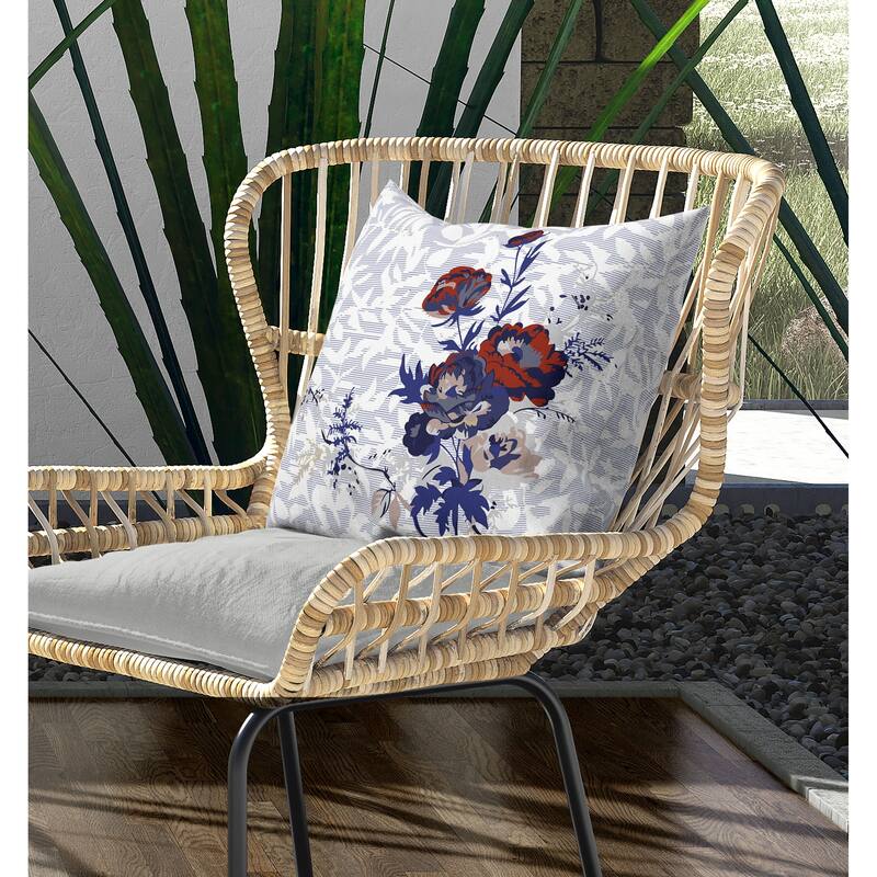 Opulent Orchid Roses Indoor/Outdoor Reversible Throw Pillow White and Red